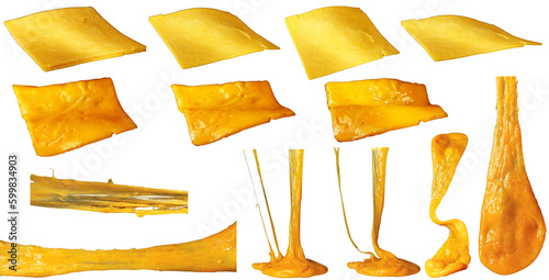 Stretching cheese isolated. Ingredient preparation for design. Melting cheese.	