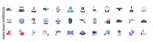 Metaverse colorful icon set. Included the icons as Virtual, World, Virtual reality, VR, digital, earth 2, Futuristic and more.
