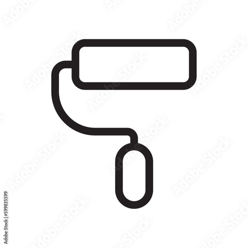 Paint roller construction icon with black outline style. wall, sign, paintbrush, symbol, improvement, construction, art. Vector Illustration
