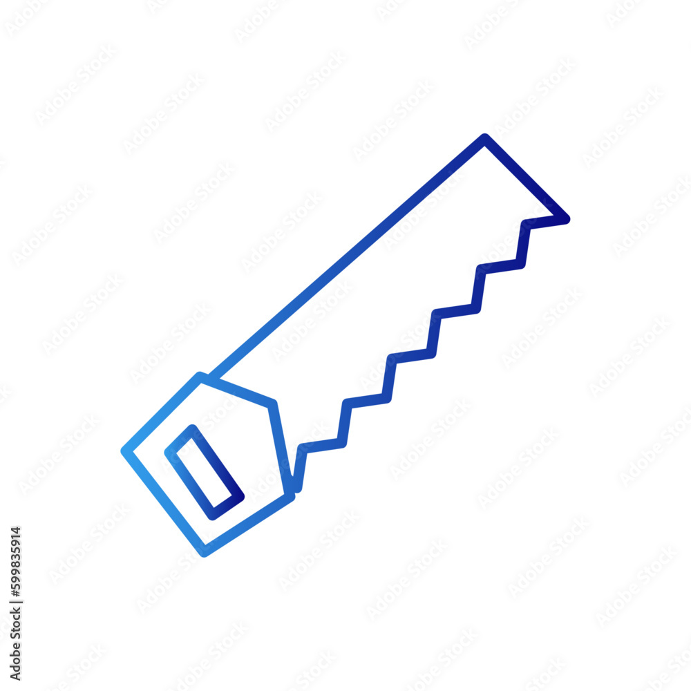 Hand saw construction icon with blue gradient outline style. work, sharp, blade, wood, industry, cut, object. Vector illustration Hand saw construction icon with blue gradient outline style. work, sharp, blade, wood, industry, cut, object. Vector illustration