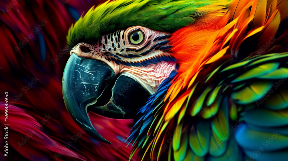 Fototapeta premium Generative ai illustration of a parrot