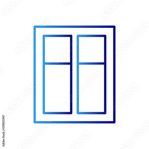 Window construction icon with blue gradient outline style. sign, isolated, modern, architecture, line, frame, room. Vector illustration