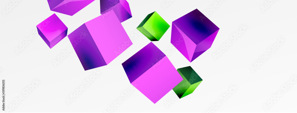 3d vector abstract background. Flying cubes composition. Trendy techno business template for wallpaper, banner, background or landing 3d vector abstract background. Flying cubes composition. Trendy techno business template for wallpaper, banner, background or landing