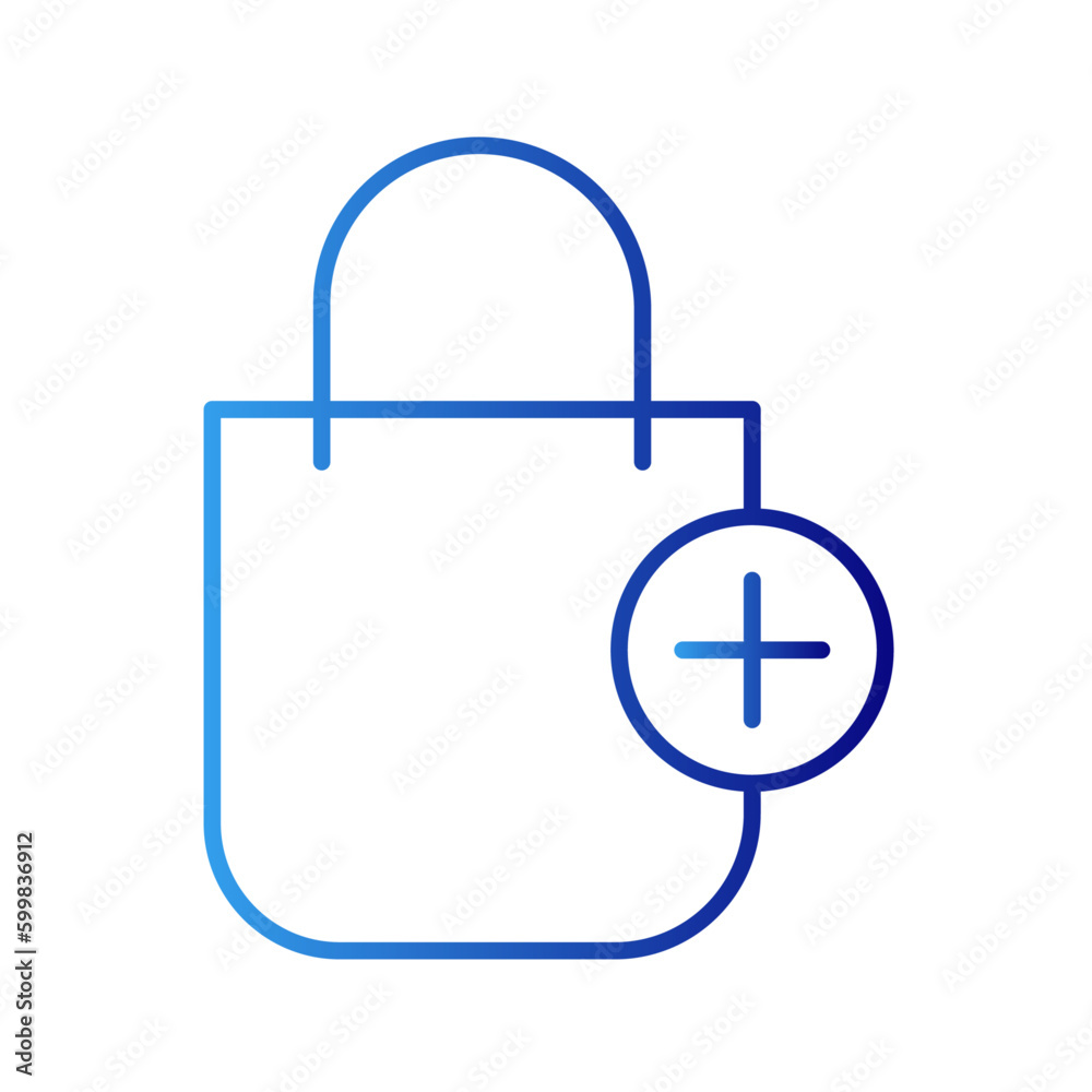 Add to basket shopping icon with blue gradient outline style. online, set, supermarket, commercial, bag, delivery, trolley. Vector Illustration Add to basket shopping icon with blue gradient outline style. online, set, supermarket, commercial, bag, delivery, trolley. Vector Illustration