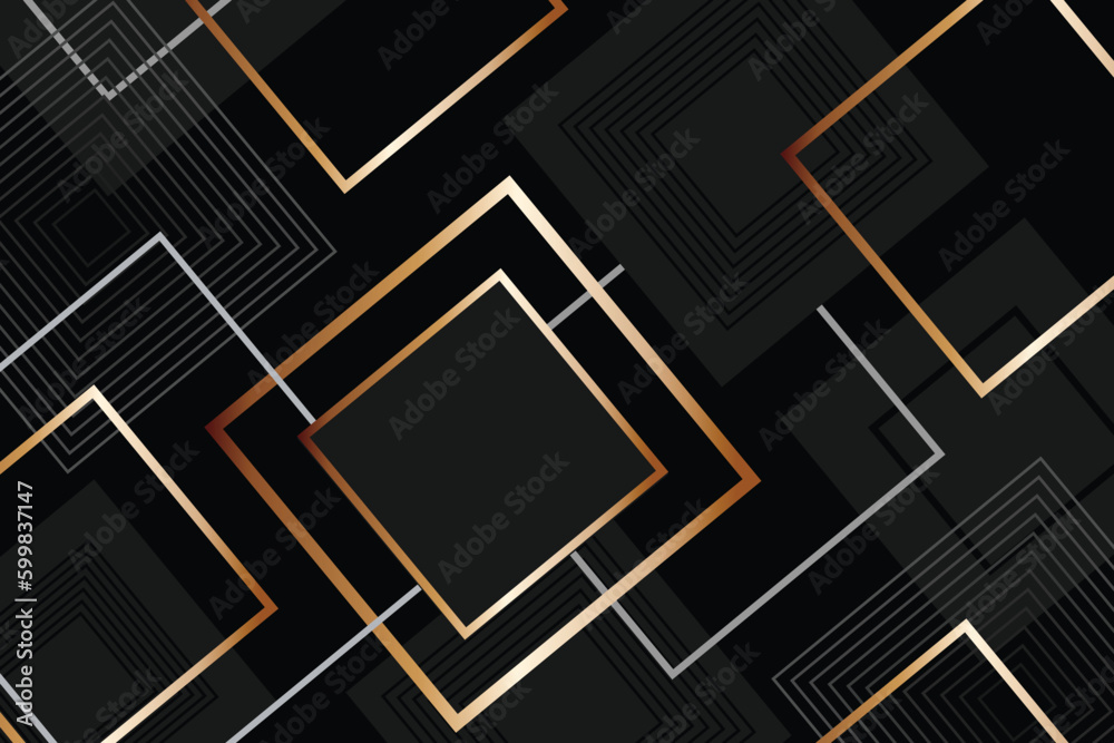 Naklejka premium Abstract black and gold luxury background. Overlapping layers décor golden lines Vector illustration