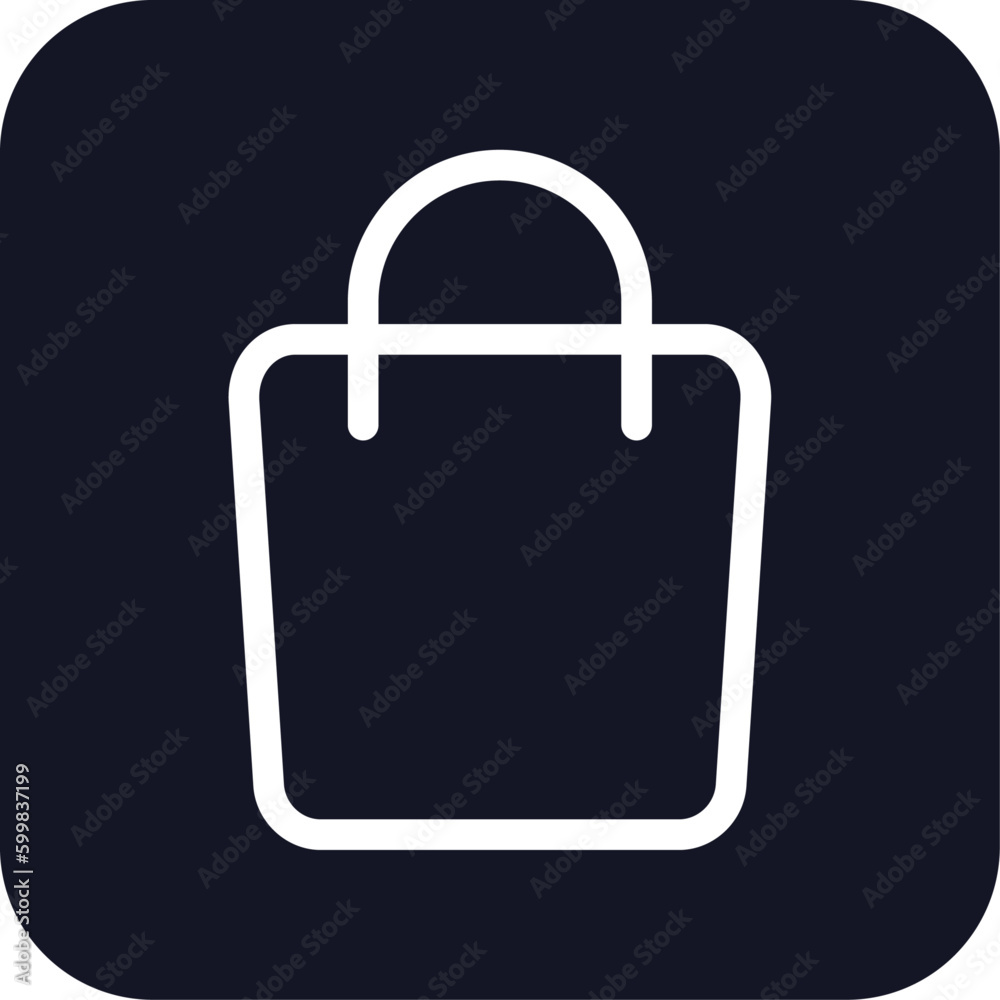 Shopping bag shopping icon with black filled line outline style. commerce, packet, merchandise, mall, empty, packaging, shopper. Vector Illustration