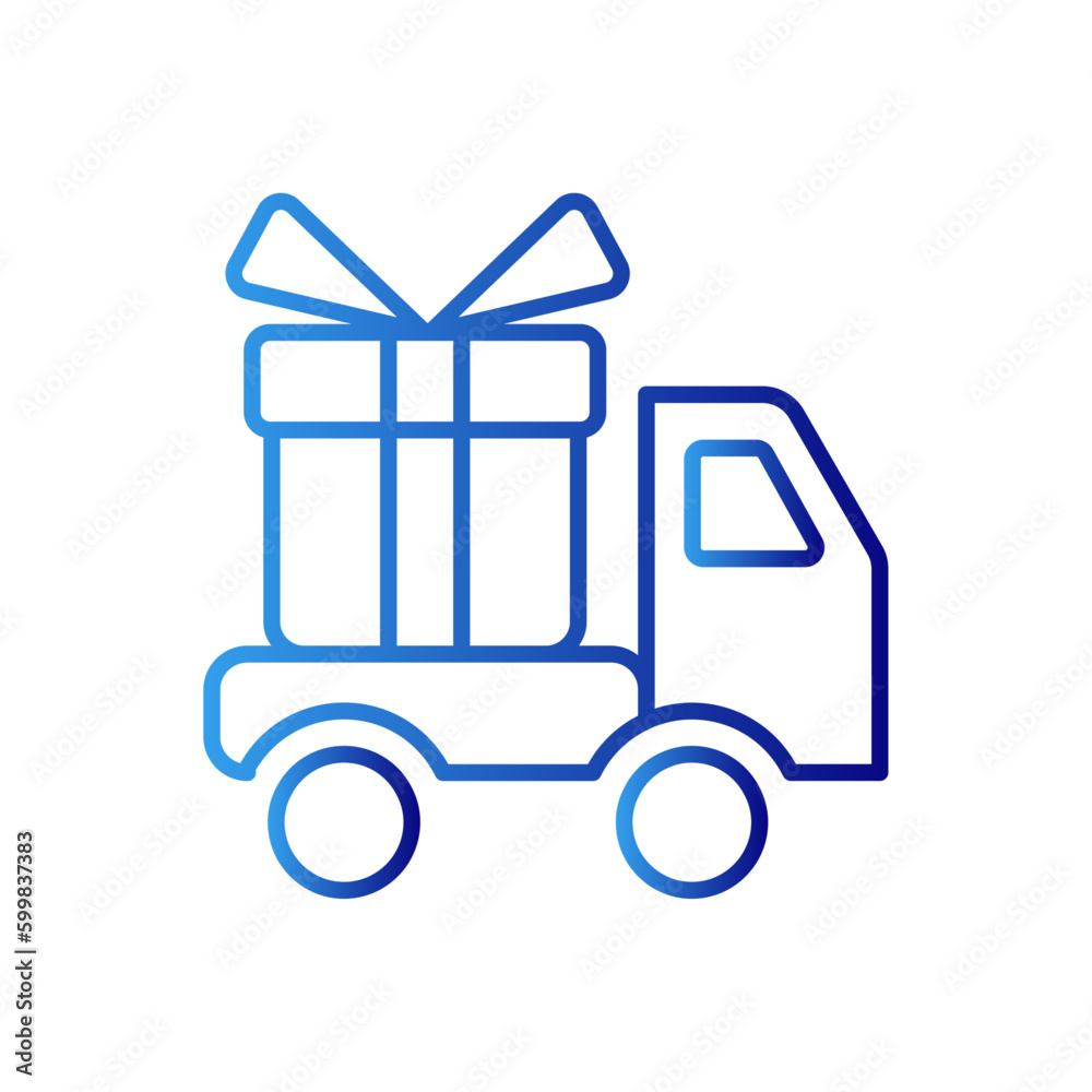 Shipping shopping icon with blue gradient outline style. ocean, van, logistics, box, travel, export, thin. Vector Illustration