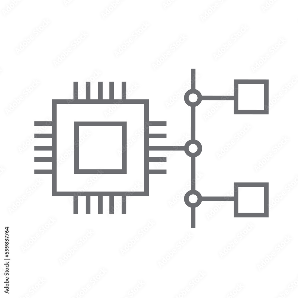 Network information technology icon with black outline style. share, management, friendship, chat, pictogram, teamwork, organization. Vector Illustration