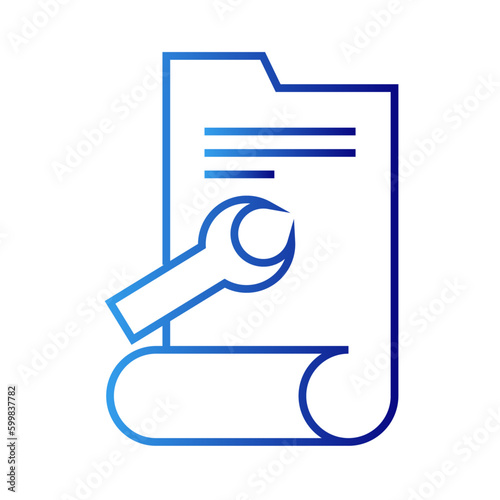 Service level agreement information technology icon with blue gradient outline style. meaning, internet, guarantee, flat, white, line, responsibility. Vector Illustration