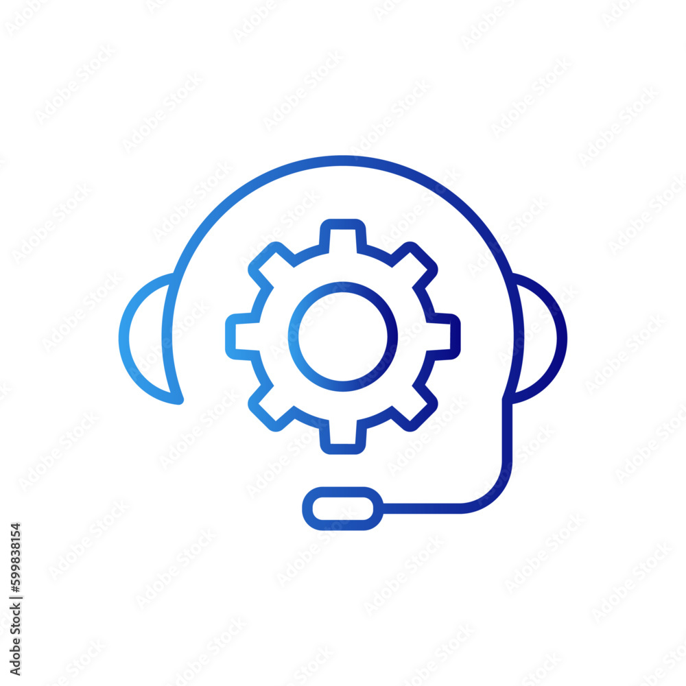 Support information technology icon with blue gradient outline style. line, person, man, outline, technology, set, thin. Vector Illustration