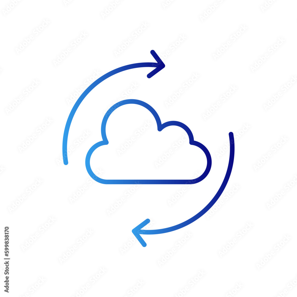 Backup information technology icon with blue gradient outline style. digital, app, communication, thin, sync, global, concept. Vector Illustration Backup information technology icon with blue gradient outline style. digital, app, communication, thin, sync, global, concept. Vector Illustration