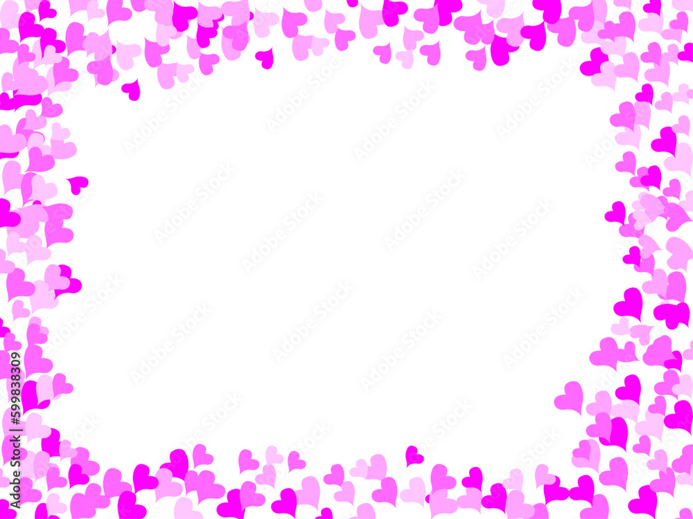 Pink color hearts frame for wedding birthday wish card, vector