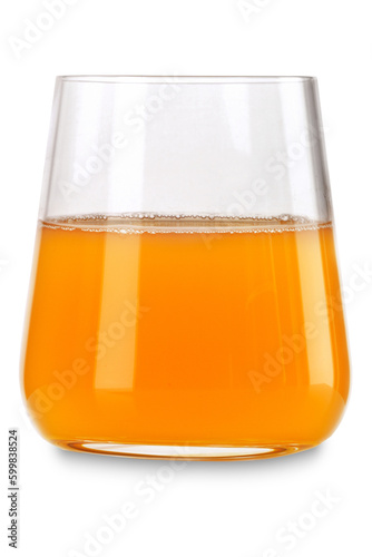 Glass with orange soda isolated.