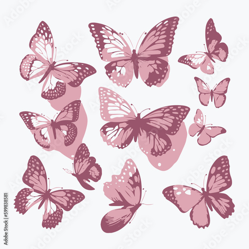 seamless background with butterflies, seamless pattern with butterflies, butterflies set icon vector illustration animal design