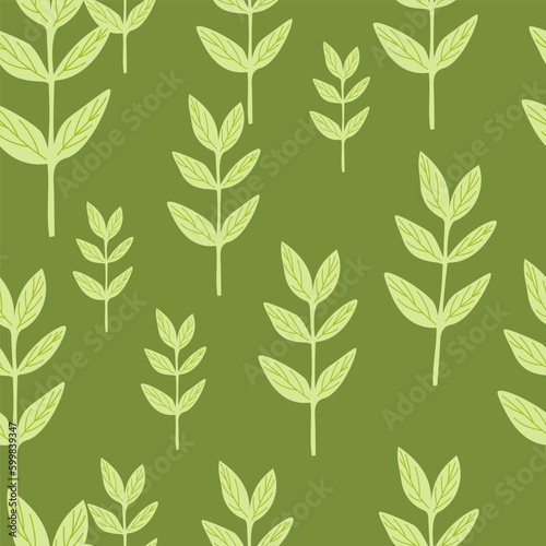 Organic leaves seamless pattern. Decorative forest leaf wallpaper. Botanical background.