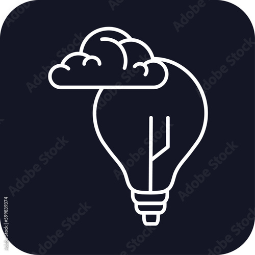 Brain storming education icon with black filled line outline style. solution, sign, thunder, flat, background, strategy, metaphor. Vector Illustration