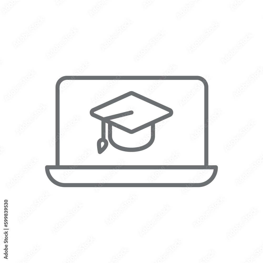 Webinar education icon with black outline style. meeting, e-learning, virtual, man, workshop, home, background. Vector Illustration Webinar education icon with black outline style. meeting, e-learning, virtual, man, workshop, home, background. Vector Illustration