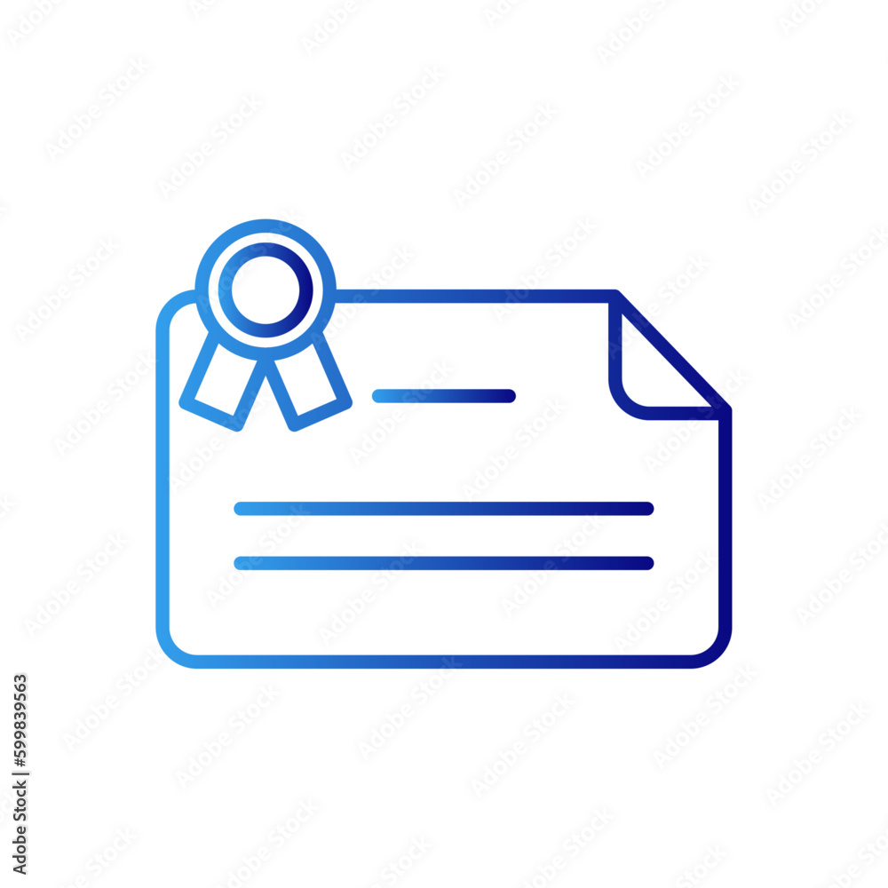 Certificate education icon with blue gradient outline style. champion, warranty, pictogram, graduation, print, decorative, guarantee. Vector Illustration Certificate education icon with blue gradient outline style. champion, warranty, pictogram, graduation, print, decorative, guarantee. Vector Illustration