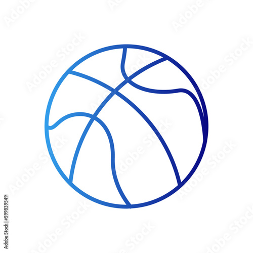 Basket ball education icon with blue gradient outline style. dunk, champion, set, professional, art, tournament, american. Vector Illustration