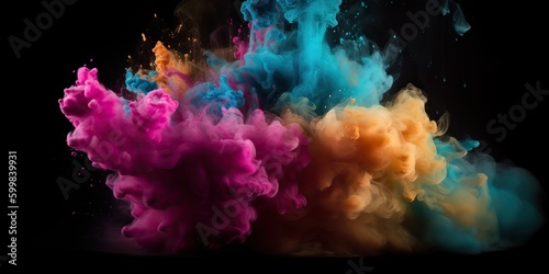 AI Generated. AI Generative. Motion graphics illustration of explode splash of color powder. Can be used for background decoration or graphic design. Graphic Art © AkimD
