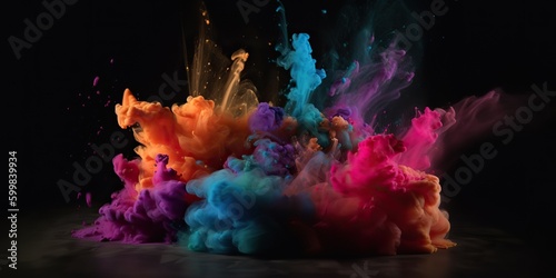 AI Generated. AI Generative. Motion graphics illustration of explode splash of color powder. Can be used for background decoration or graphic design. Graphic Art