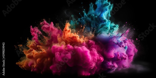 AI Generated. AI Generative. Motion graphics illustration of explode splash of color powder. Can be used for background decoration or graphic design. Graphic Art © AkimD