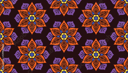 Geometric ethnic pattern seamless flower color. seamless pattern. Design for fabric,curtain,background,carpet,wallpaper,clothing,wrapping,Batik,mandalas,fabric,Vector illustration. pattern style.