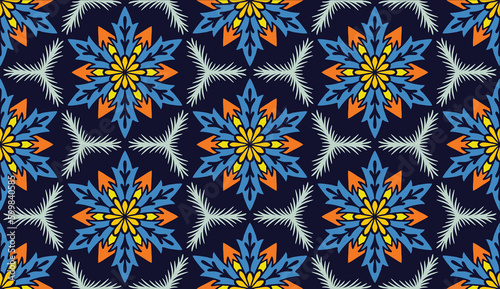 Geometric ethnic pattern seamless flower color. seamless pattern. Design for fabric,curtain,background,carpet,wallpaper,clothing,wrapping,Batik,mandalas,fabric,Vector illustration. pattern style.