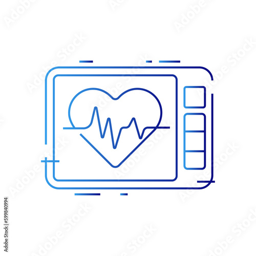 Health tracking digital healthcare icon with blue gradient outline style. modern, wearable, wrist, set, app, silhouette, mobile. Vector Illustration