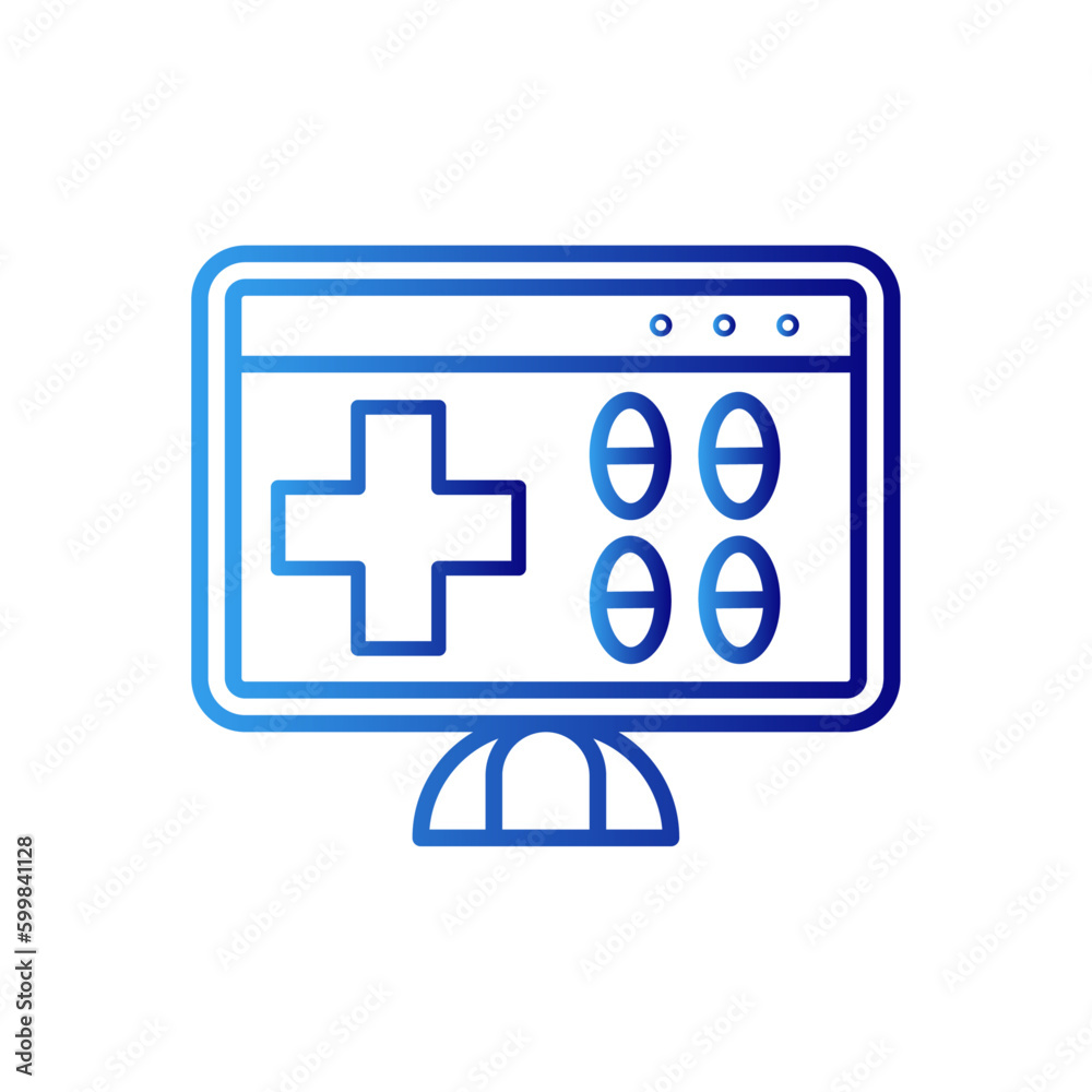 Medicine digital healthcare icon with blue gradient outline style. stroke, isolated, illness, medicament, flat, clinic, collection. Vector Illustration Medicine digital healthcare icon with blue gradient outline style. stroke, isolated, illness, medicament, flat, clinic, collection. Vector Illustration