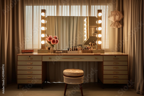 a classic Hollywood dressing room. generative AI