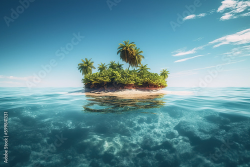 Deserted island in the middle of the sea