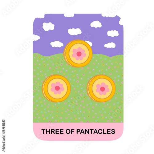 Three of Pantacles , Tarot cards Pantacles Collection photo