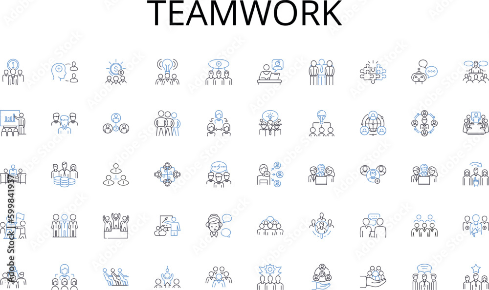 Teamwork line icons collection. Letters, Emails, Communication, Pen-pals, Respond, Writing, Envelopes vector and linear illustration. Post,Mailbox,Statiry outline signs set