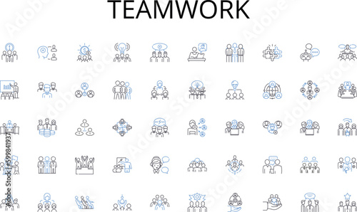Teamwork line icons collection. Letters, Emails, Communication, Pen-pals, Respond, Writing, Envelopes vector and linear illustration. Post,Mailbox,Statiry outline signs set