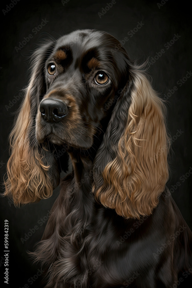 Generative AI illustration studio portrait style image of Cocker Spaniel pedigree dog breed Generative AI illustration studio portrait style image of Cocker Spaniel pedigree dog breed