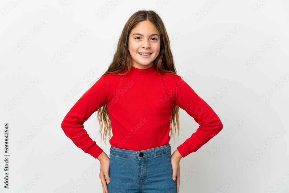 Little girl over isolated white background laughing Little girl over isolated white background laughing