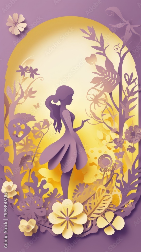 Beautiful and delicate woman concept paper cut art. Generative AI Beautiful and delicate woman concept paper cut art. Generative AI