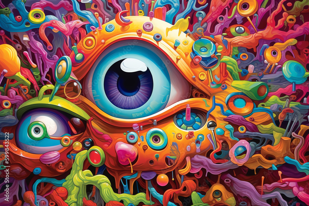 a pop surrealism style of eye and human perspective. generative AI