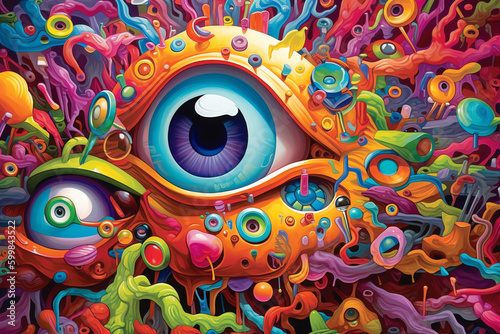 a pop surrealism style of eye and human perspective. generative AI