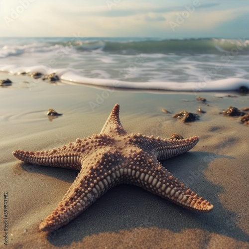 Starfish on the beach  generative ai