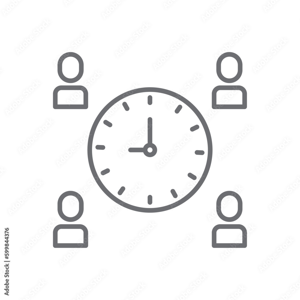 Time meeting icon with black outline style. web, number, hourglass, modern, outline, management, countdown. Vector Illustration Time meeting icon with black outline style. web, number, hourglass, modern, outline, management, countdown. Vector Illustration