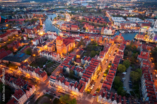 Aerial view of Gdansk during dusk  Poland