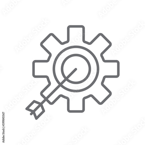 Optimization crisis management icon with black outline style. financial, engine, productivity, industry, online, implement, finance. Vector Illustration