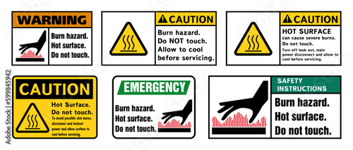 Danger sign, do not touch hot surface sign. Vector illustration.