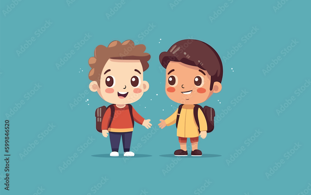 little kid holding hands with a friend and going to school little kid holding hands with a friend and going to school