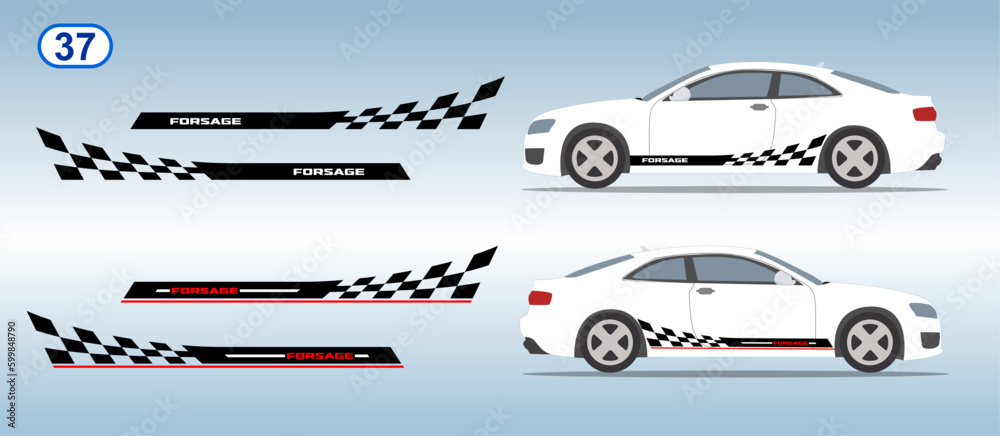 Vecteur Stock Car side door sticker stripe design. Auto vinyl decal  template. Suitable for printing or cutting. Scaling without loss of quality  for different car model.