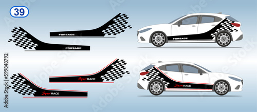 Car side door sticker stripe design. Auto vinyl decal template. Suitable for print or cut (Silhouette, cricut cameo etc.)
Scaling without loss of quality for different car model.