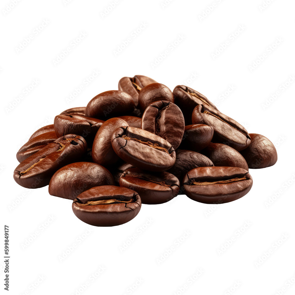 Coffee beans. Transparent isolated background. AI generated Coffee beans. Transparent isolated background. AI generated