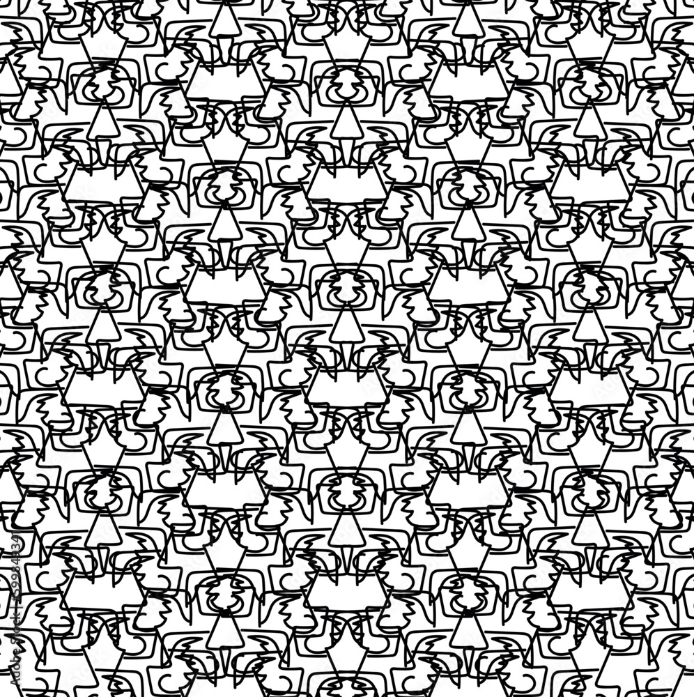 black and white pattern with repeating elements